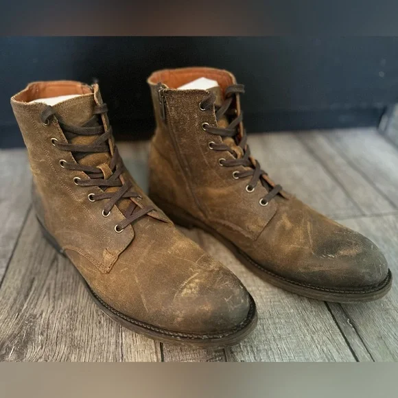 FRYE Men's Brown Leather Lace Up Boots Size 12 - Picture 2 of 14